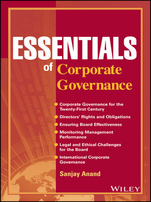 cover image of Essentials of Corporate Governance